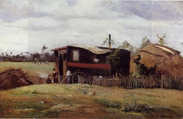  Bohemia Oil Painting - the bohemian s wagon 1862 Camille Pissarro